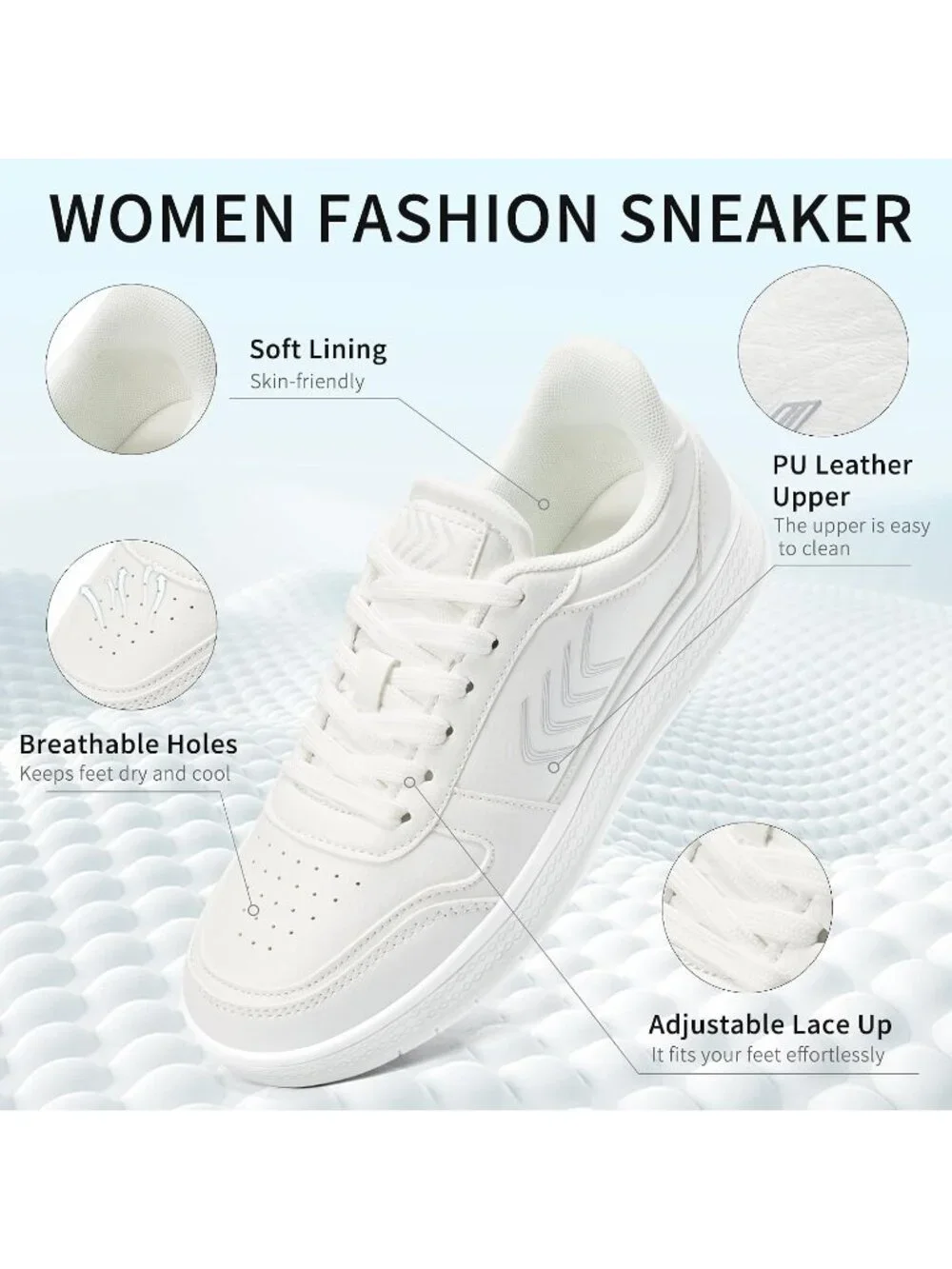 Women's White Lightweight Slip On Comfortable Chic Color Casual Fashion Sneaker